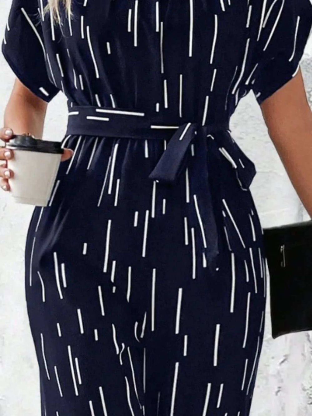 Tied Printed Mock Neck Wide Leg Jumpsuit - Trendsi - Flyclothing LLC