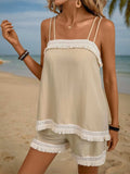 Fringe Square Neck Cami and Shorts Set - Trendsi - Flyclothing LLC