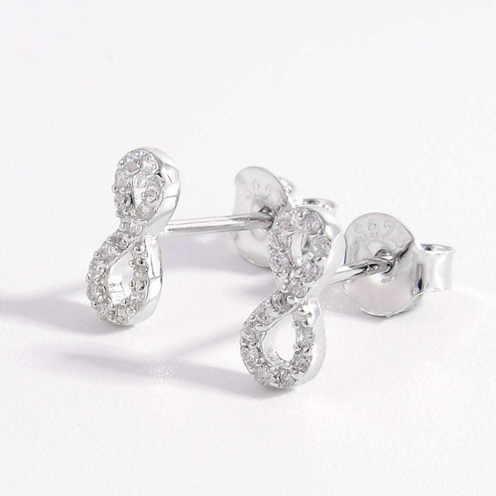 925 Sterling Silver Zircon Number 8 Stud Earrings - Trendsi - Flyclothing LLC