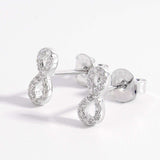 925 Sterling Silver Zircon Number 8 Stud Earrings - Trendsi - Flyclothing LLC