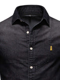Men's Button Down Collared Neck Denim Shirt - Trendsi - Flyclothing LLC
