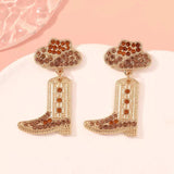 Rhinestone Cowboy Boot Dangle Earrings - Trendsi - Flyclothing LLC