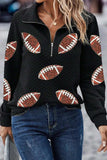 Sequin Football Long Sleeve Sweatshirt - Trendsi - Flyclothing LLC
