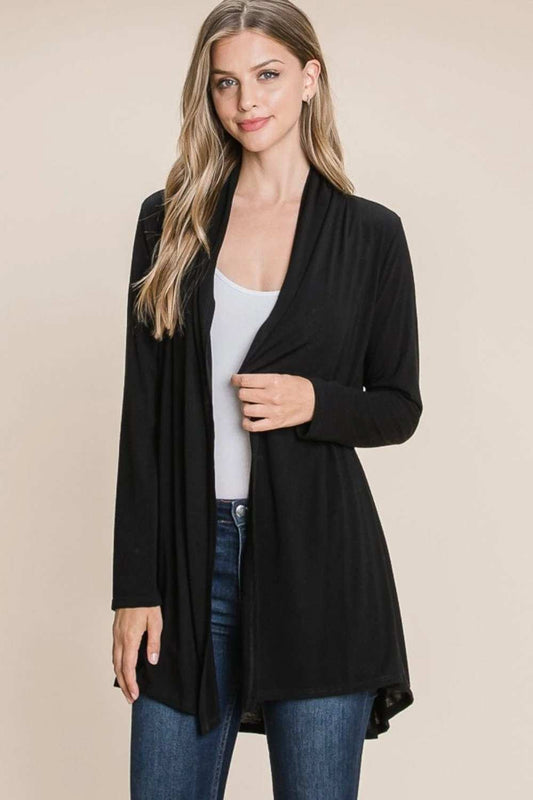 BOMBOM Open Front Long Sleeve Cardigan - Trendsi - Flyclothing LLC