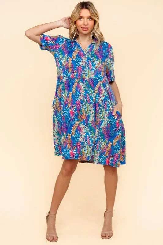Haptics Johnny Collar Babydoll Dress with Side Pockets - Trendsi - Flyclothing LLC