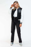 Love Me Now PU Leather Contrast Snap Down Bomber Jacket - Trendsi - Flyclothing LLC