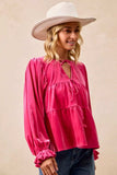 BiBi Christmas Theme Velvet Bow Tied Blouse - Trendsi - Flyclothing LLC