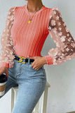 Textured Applique Long Sleeve Blouse - Trendsi - Flyclothing LLC