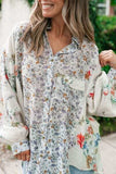 Floral Collared Neck Long Sleeve Shirt - Trendsi - Flyclothing LLC