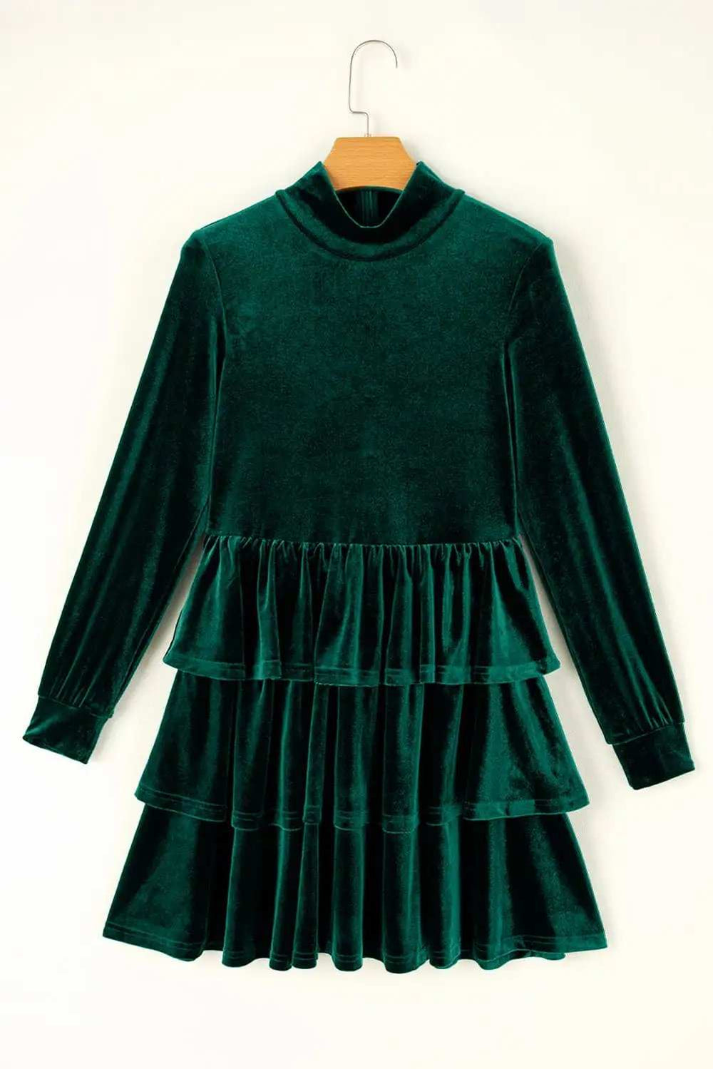 Ruffled Layered Long Sleeve Mini Dress - Trendsi - Flyclothing LLC