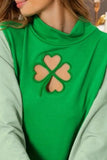 BiBi Ft Color Block Clover Cut Out Puff Sleeves Top - Trendsi - Flyclothing LLC