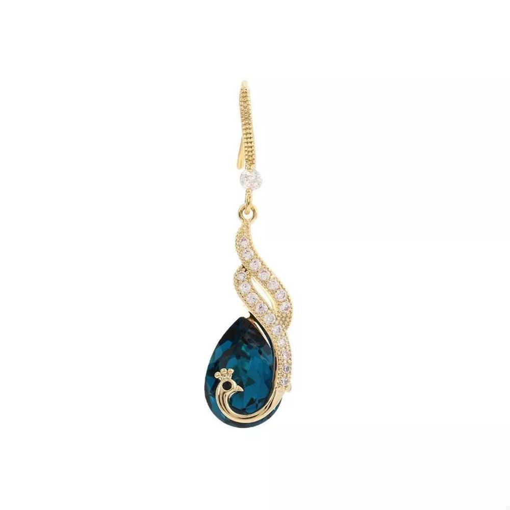 18K Gold-Plated Peacock Teardrop Earrings - Trendsi - Flyclothing LLC