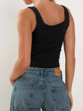 Lace Detail Square Neck Tank - Trendsi - Flyclothing LLC