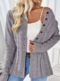 Cable-Knit Button-Down Cardigan - Trendsi - Flyclothing LLC