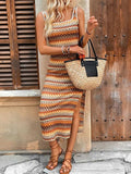 Perfee Side Slit Contrast Sleeveless Midi Tank Dress - Trendsi - Flyclothing LLC