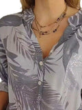 Full Size Printed Button Detail Long Sleeve Blouse Plus Size - Trendsi - Flyclothing LLC