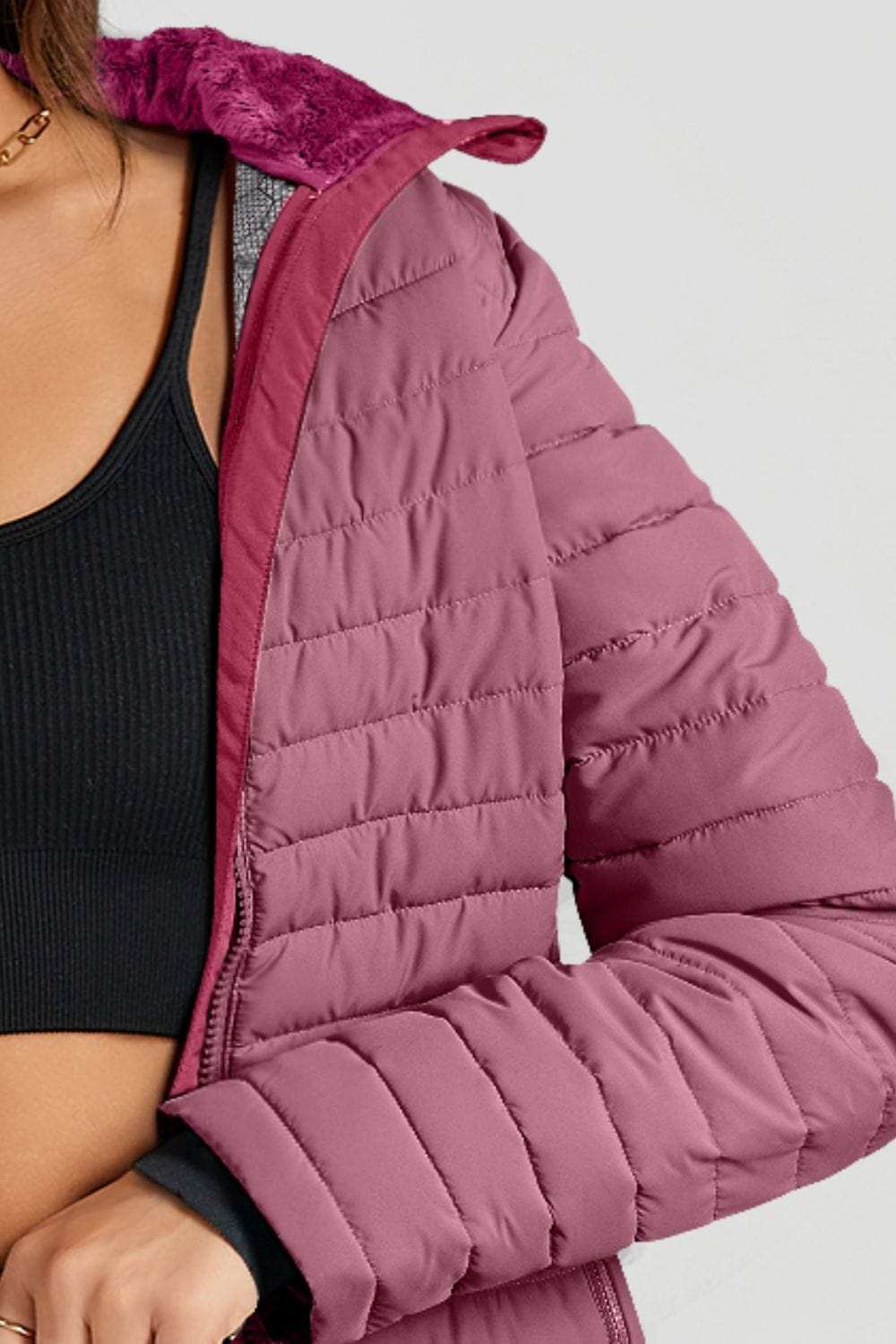 Turtleneck Zip Up Long Sleeve Jacket - Trendsi - Flyclothing LLC