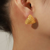 Gold-Plated Geometric Stud Earrings - Trendsi - Flyclothing LLC