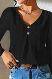 V-Neck Long Sleeve Blouse - Trendsi - Flyclothing LLC