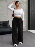 Full Size Drawstring Wide Leg Pants Plus Size - Trendsi - Flyclothing LLC