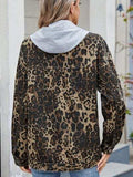 Pocketed Leopard Long Sleeve Denim Jacket - Trendsi - Flyclothing LLC
