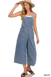 Zenana Denim Medium Washed Wide Leg Overalls - Trendsi - Flyclothing LLC