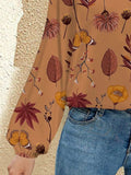 FAM-FAM Printed Notched Long Sleeve Blouse - Trendsi - Flyclothing LLC