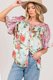 SAGE+FIG Plus Size Floral Mineral Wash French Terry Button Up Shirt - Trendsi - Flyclothing LLC