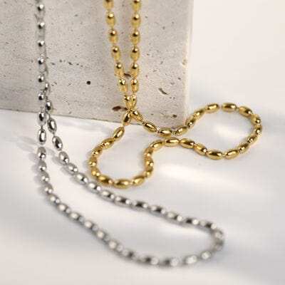 Titanium Steel Beaded Necklace - Trendsi - Flyclothing LLC