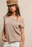 BiBi One Side Off Shoulder Knit Top - Trendsi - Flyclothing LLC
