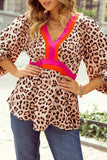 Leopard V-Neck Balloon Sleeve Blouse - Trendsi - Flyclothing LLC