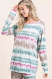 BiBi Tie Dye Print Terry Sweatshirt - Trendsi - Flyclothing LLC