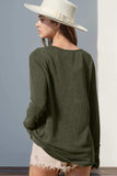 Double Take Full Size Notched Thumbhole Long Sleeve T-Shirt - Trendsi - Flyclothing LLC