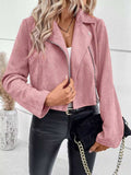Suede Moto Jacket with Zip Detail - Trendsi - Flyclothing LLC