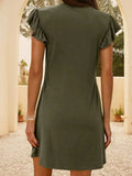V-Neck Ruffled Cap Sleeve Mini Dress - Trendsi - Flyclothing LLC