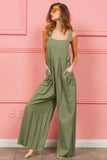 BiBi Ruched Wide Leg Overalls with Pockets - Trendsi - Flyclothing LLC