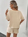 V-Neck Half Sleeve Top and Shorts Set - Trendsi - Flyclothing LLC