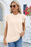 Ruffled Round Neck Cap Sleeve Blouse - Trendsi - Flyclothing LLC