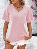 V-Neck Dropped Shoulder T-Shirt - Trendsi - Flyclothing LLC