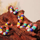 Titanium Steel Enamel Hoop Earrings - Trendsi - Flyclothing LLC