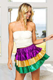 BiBi Mardi Gras Color Block Metallic Tiered Skirt - Trendsi - Flyclothing LLC