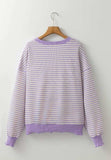 Striped Round Neck Long Sleeve Sweatshirt - Trendsi - Flyclothing LLC