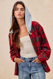 BiBi Brushed Plaid Hooded Jacket - Trendsi - Flyclothing LLC
