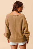 SO ME Loose Fit Exposed Seam Slouchy Boucle Sweater - Trendsi - Flyclothing LLC