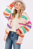 SAGE + FIG Rainbow Striped Open Front Knit Cardigan - Trendsi - Flyclothing LLC