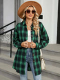 Plaid Collared Neck Long Sleeve Shirt - Trendsi - Flyclothing LLC