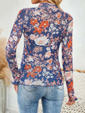 Floral Mock Neck Long Sleeve Top - Trendsi - Flyclothing LLC