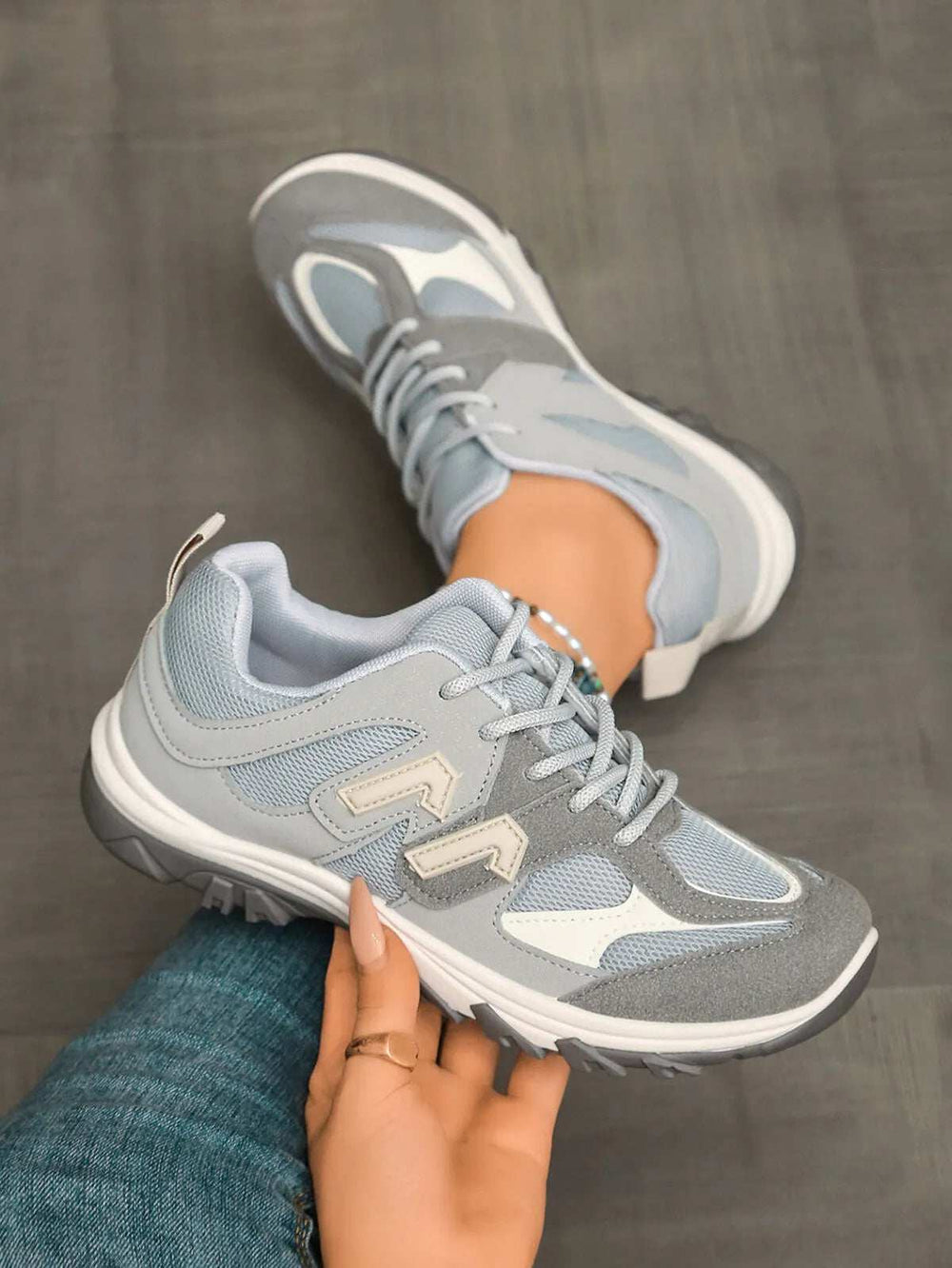 Contrast Lace Up Athletic - Trendsi - Flyclothing LLC