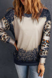 Leopard Round Neck Long Sleeve Sweatshirt - Trendsi - Flyclothing LLC