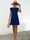 Ruffled Round Neck Cap Sleeve Mini Dress - Trendsi - Flyclothing LLC